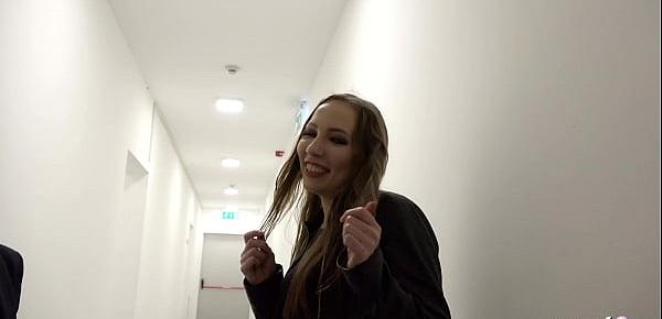 GERMAN SCOUT - SHY BIG NATURAL TITS TEEN LINA TRICKED TO FUCK AT MODEL JOB